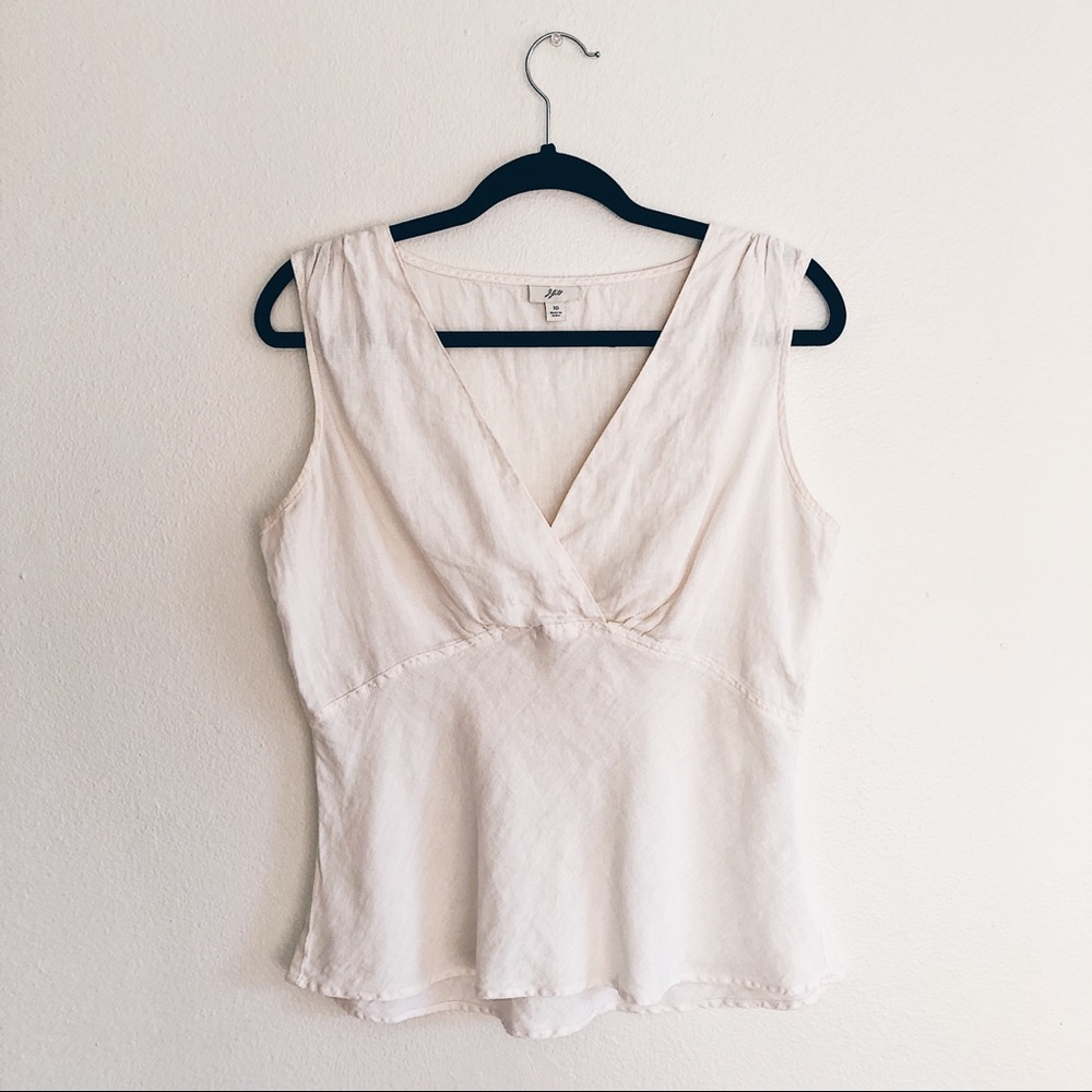 J Jill White Linen Top Size 10